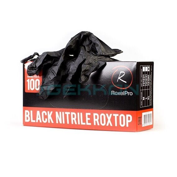 RoxelPro Нитриловые перчатки ROXTOP, чёрные/оранжевые, размер M, упаковка 100 шт.